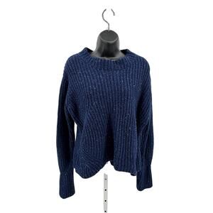 PrAna Cedric Sweater WMNS XL Blue Long Sleeve Chunky Knit Crop Relaxed Crew Neck